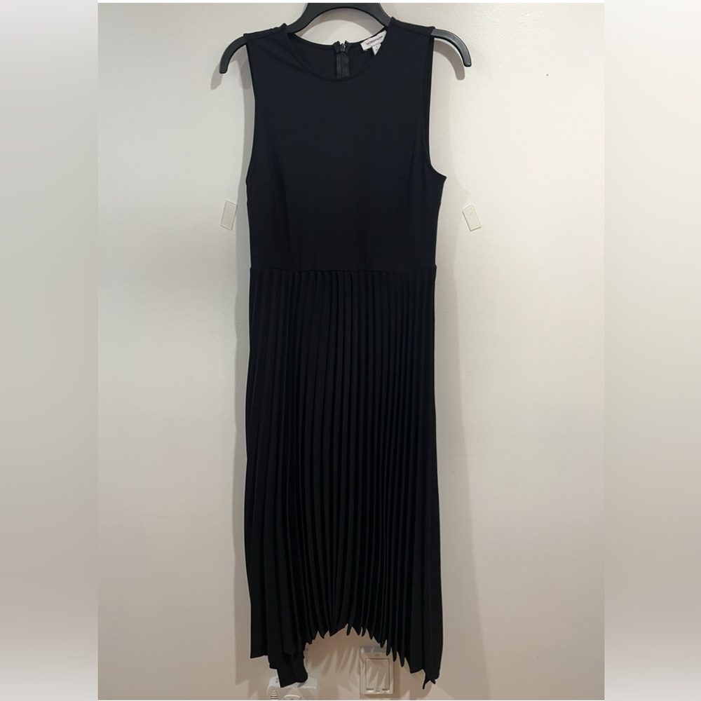 Nordstrom Black Pleated Sheath Midi Dress